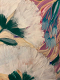close up of White Pohutukawa Blossom and bluebells in painting